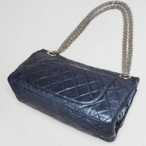 Chanel Blue 2.55 Reissue Quilted Classic Metallic Calfskin Leather 228 Maxi F... - Picture 3 of 9